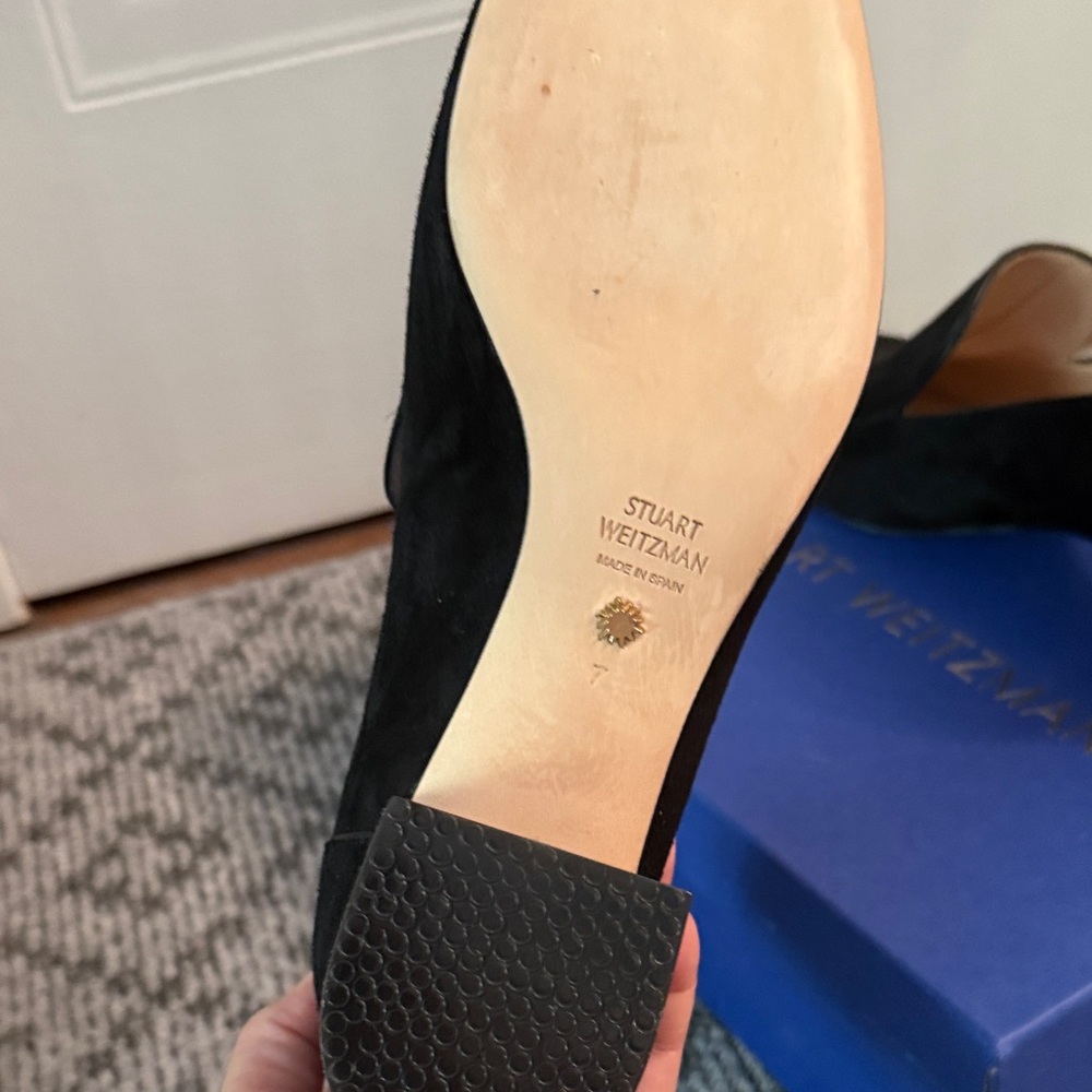 Stuart Weitzman Classic Black Suede Loafers - Picture 7 of 7